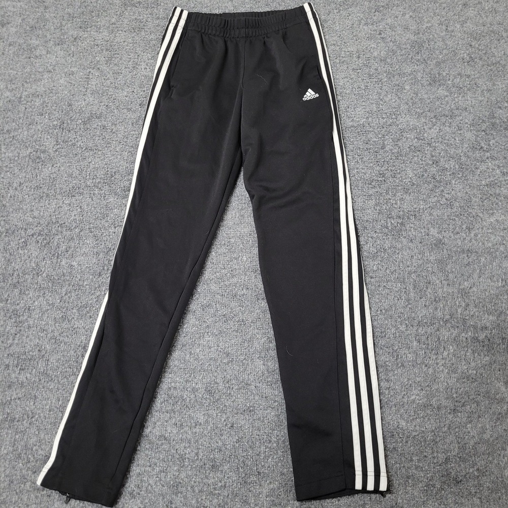 Adidas Track Pants Womens Size S Black 3-Stripe Slim Fit Zipper Cuff Athletic